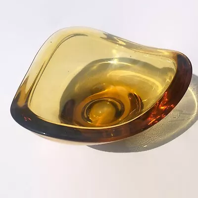 Buy Zabkowice Jan Sylwester Drost Glass Works Amber Glass Bowl 2301 Vintage 1960/70s • 15£
