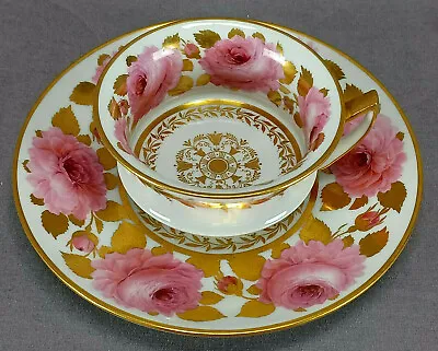 Buy Meissen Hand Painted Pink Swansea Rose Pattern & Gold Tea Cup & Saucer • 3,992.01£