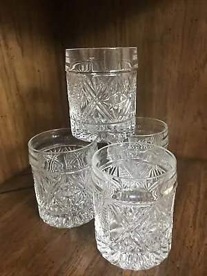 Buy Set Of 4 OXFORD BOHEMIA POLTAR Old Fashioned Crystal Glasses EUC • 33.25£