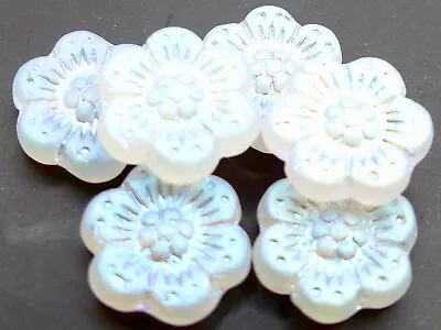 Buy 14mm Czech Pressed Glass Flat Round Disc Flower Spacer Beads - 8pcs - 18 Colours • 2.69£