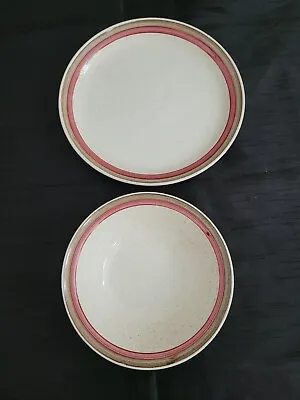 Buy Carrigaline Pottery County Cork Beige Brown Dark Red Server Plate And Deep Plate • 22£