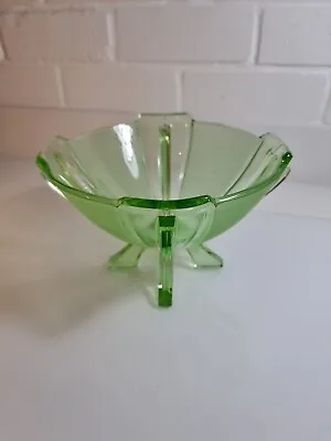 Buy Vintage Art Deco 1930s Stölzle Czech Green Glass Bowl • 30£