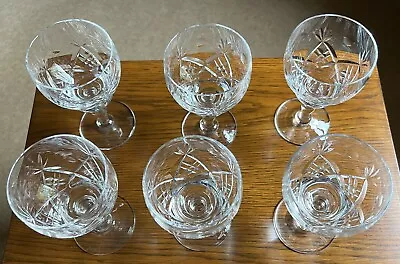 Buy Vintage ROYAL BRIERLEY Elizabeth Design Crystal Wine Glasses X 6 • 45£