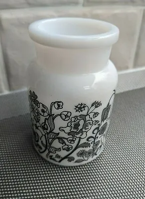 Buy Vintage Retro Milk Glass Black Floral Vase /Apothecary Jar (made In Belgium) • 12.50£