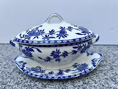 Buy Delph White & Blue Stanley Pottery Delph Sauce Dish Tureen Lidded Serving Plate • 50£