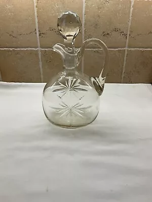 Buy Beautiful Vintage Glass Decanter With Handle & Stopper In Good Condition • 10£