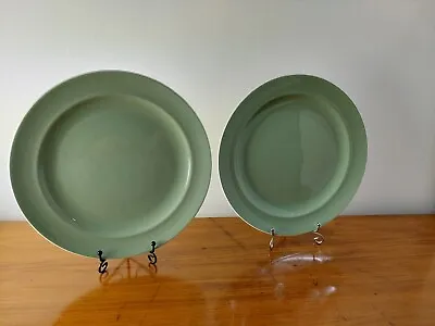 Buy 2 X Hand Made Vintage Poole Pottery Cameo Pale Green Salad Plate 9  • 9.95£