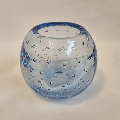 Buy Whitefriars Globular Saphire Blue Bowl Controlled Bubbles • 13£