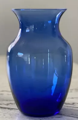Buy Vintage Cobalt Blue Glass Vase Hand Blown Indiana Glass Co Large Flower Vase • 17.26£
