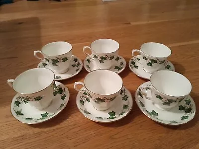 Buy Colclough Ivy Leaf Set Of 6 Cups And Saucers Tea Coffee Hot Drinks Crockery Set • 19.99£