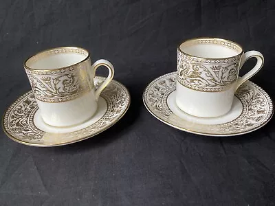 Buy Wedgwood Gold Florentine W4219, Two Coffee Cup & Saucers ,Hardly Used If Any , • 46£