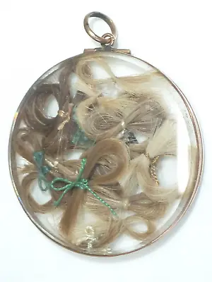 Buy Victorian Mourning Hair Pendant Family Multi Hair Locket Rose Gold Glass • 225£