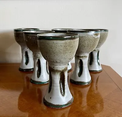 Buy Six  1970s Signed Keller Art  Pottery Stem Mugs • 165.77£