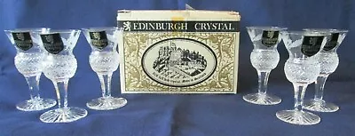 Buy NOS! SET 6 LIQUEUER STEMS Vintage EDINBURGH Lead Crystal Scotland THISTLE Exc • 332.55£