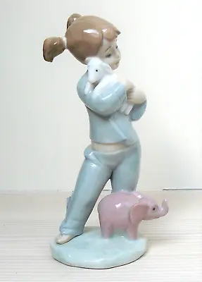 Buy NAO By Lladro -   SPECIAL FRIENDS  - Girl With Lamb &Toy Elephant  - Excellent • 23.75£