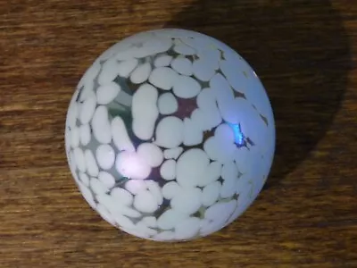 Buy Heron Glass White Iridescent Solid Glass Paperweight • 10£
