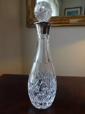 Buy Beautiful Cut Glass Silver Topped Wine Decanter • 100£