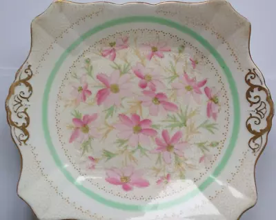 Buy Vintage Plant Tuscan China England White Pink Green Floral Cake Plate C1936 • 14£