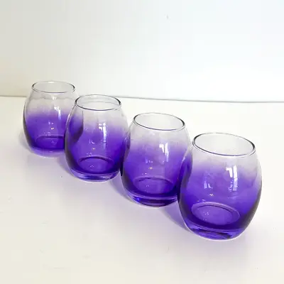 Buy Amethyst Purple Glass Votive Tea Light Candle Holders Mid Century Color Set Of 4 • 48.26£