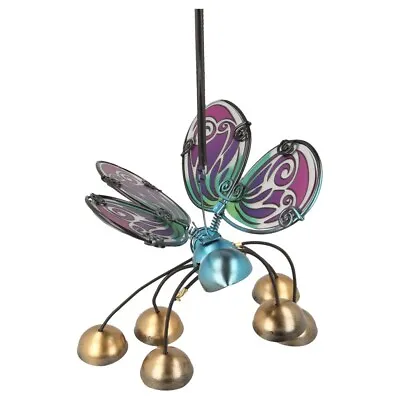 Buy Glass Wing Fancy Blue Butterfly Bobbin' Bells Wind Chimes - Hanging Ornament • 11.99£