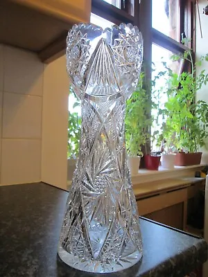 Buy HEAVY  Tall & Large Brilliant CUT Quality Crystal Glass VASE 30cm • 60£