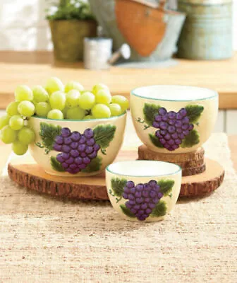 Buy Set Of Three Grape Mixing Bowls Grape Serving Bowls Set Fruits Dinnerware • 37.92£