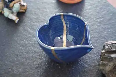 Buy Kintsugi Heart Trinket Bowl Wabi Sabi Anniversary Gift For Her - Deep Blue • 81.52£
