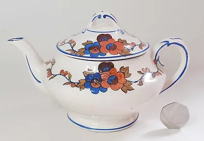 Buy Art Deco Swinnertons Hampton Ivory 2-cup Teapot Blue Orange Flowers No 1259 • 14.99£