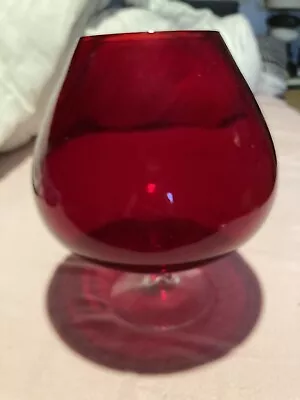 Buy Vintage 70s  Ruby Red  Brandy Balloon Glass 10 Ins  High • 10.99£
