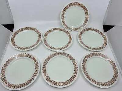 Buy VTG Pyrex Corning Lot Of 7 Milk Glass Plates White Copper Filigree  7” • 48.15£