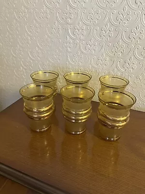 Buy Set Of 6 Golden Glassware Vintage • 5£