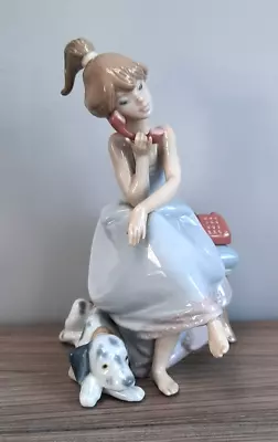 Buy Lladro Porcelain 'Chit Chat' Girl On Phone With Dog Figure  ~ No 5466 • 32£