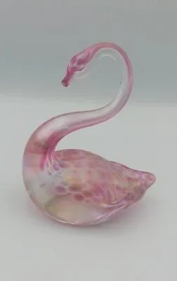 Buy Heron Vintage Glass Swan Pink Iridescent Figurine Ornament. Beautiful Vgc • 10£
