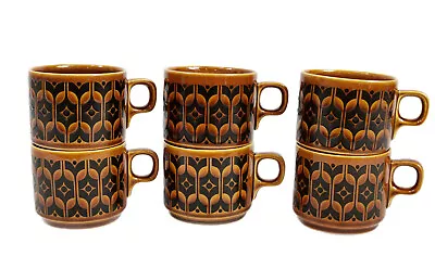 Buy 6x Vintage Hornsea Pottery Heirloom Retro Brown Pattern Mugs • 25£
