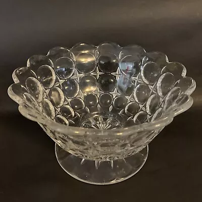 Buy Vintage Clear Glass Dimple & Scalloped Pedestal Sweet / Fruit / Bowl / Dish ? • 13.50£