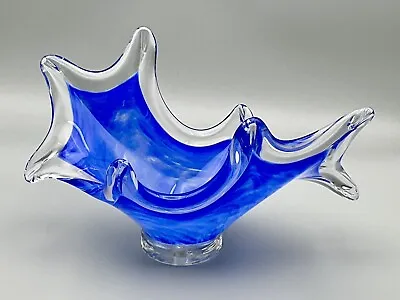 Buy 💙 A Stunning Vintage ‘mallorca’ Blue & Clear Art Glass Dish/sculpture. 💙 • 27.50£