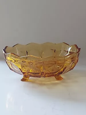 Buy Vintage Amber Glass Footed Bowl Fruit Trifle 8.25  *Read Description* • 18£