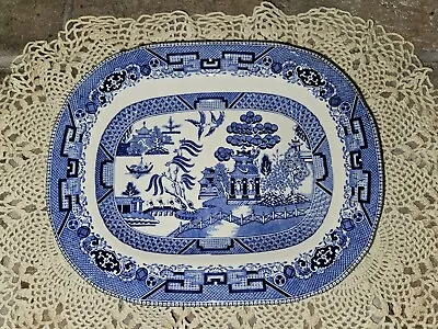 Buy Antique Blue Willow 1909 Rectanglular Serving Dish Buffalo Pottery Semi-Vitreous • 38.83£