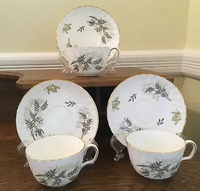 Buy 3 Small Teacups & Saucers Adderley English Bone China~Ferns & Helicopter Seeds • 23.16£