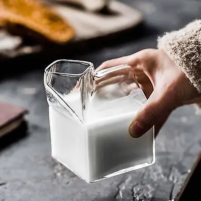 Buy Glass Milk Carton Milk    For Home Children • 8.12£