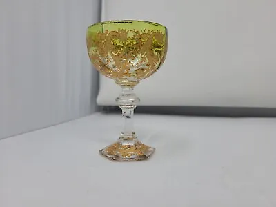 Buy Moser Bohemian Green To Clear Enameled Liqueur Glass 3 7/8 Inch • 118.12£