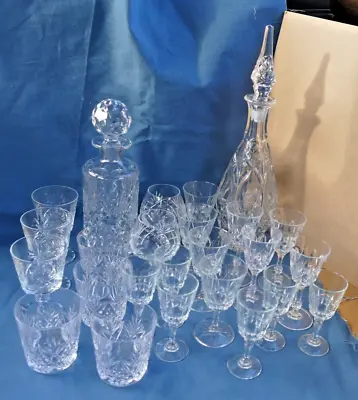 Buy 2 Decanters And 24 Glasses- Some Are Hand Cut Lead Crystal By Royal County- • 14.95£