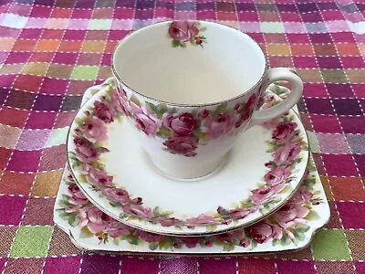 Buy Tea Set 3 Piece Fine Bone China Royal Doulton Baby Rose Square Tea Plate England • 25.05£