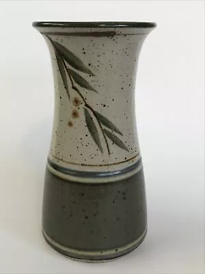 Buy Crathes Pottery Hand Thrown Bud Vase 14.5cm Tall Green Leaf Pattern - Scotland • 18.95£