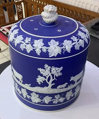 Buy Antique English Wedgwood Blue Jasper Jasperware Dip Cheese Dome Server • 175£