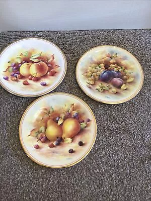 Buy 3 X Royal Kent  Plate Hand Painted Apple Fruit Signed D.Wallace Gold Rim 8 “ • 12£