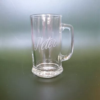 Buy Vintage Glass Tankard 1 Pint - Engraved 'Peter' • 8£