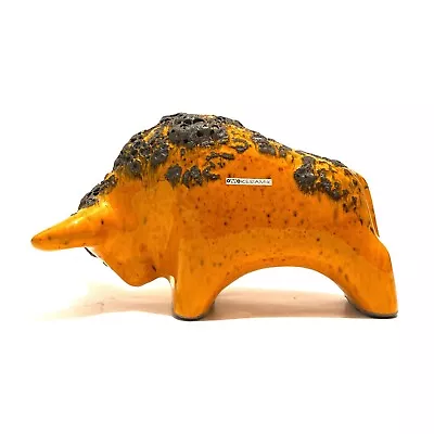 Buy Otto Keramik Bull Orange Fat Lava Glaze- West German Pottery Ceramic Ornament • 87.99£