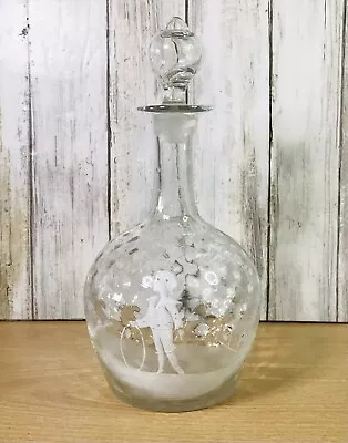 Buy Antique 19th Century White Enamel Mary Gregory Clear Glass Spirit Decanter • 39£