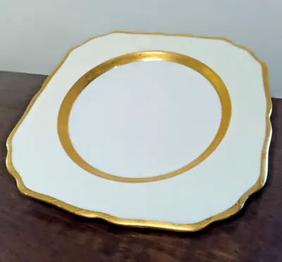 Buy Mintons Fine Bone China White And Gold Square Cake Plate • 14£